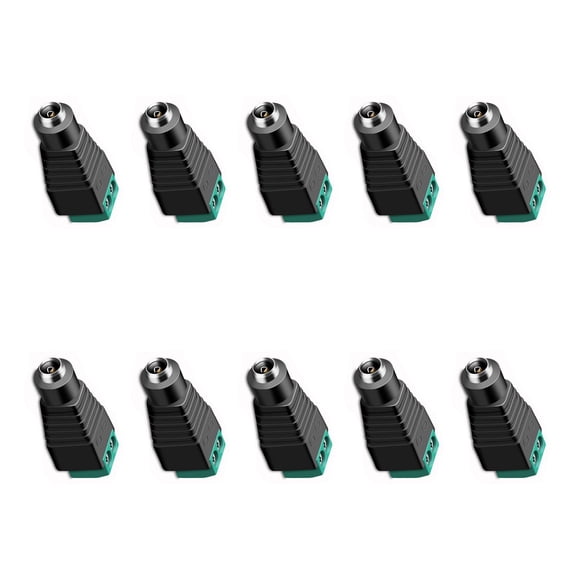 10pcs/Pack DC12V-24V 5.5x2.1mm Power Plugs Ideal For Monitoring Systems Cable Security Camera Wire Ends Barrels Adapter