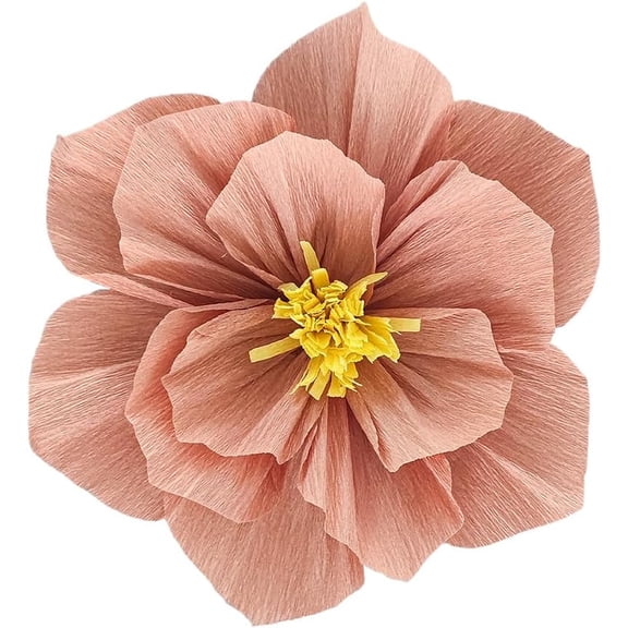 10pcs Paper Crepe Flower Wall Decor 7.8 Inch Crepe Paper Flowers Decoration for Wall Wedding Birthday Party Flower Backdrop, Light Pale Pinkish