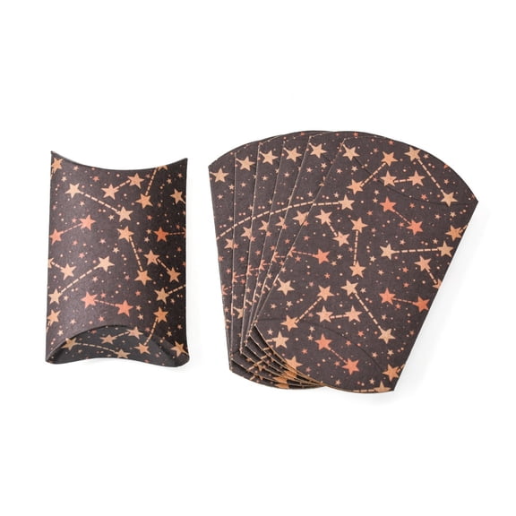 10pcs Paper Pillow Gift boxes Packaging boxes Party Favor Sweet box Star Pattern Camel 9.9x5.5x0.1cm Finished Product: 8x5.5x2cm
