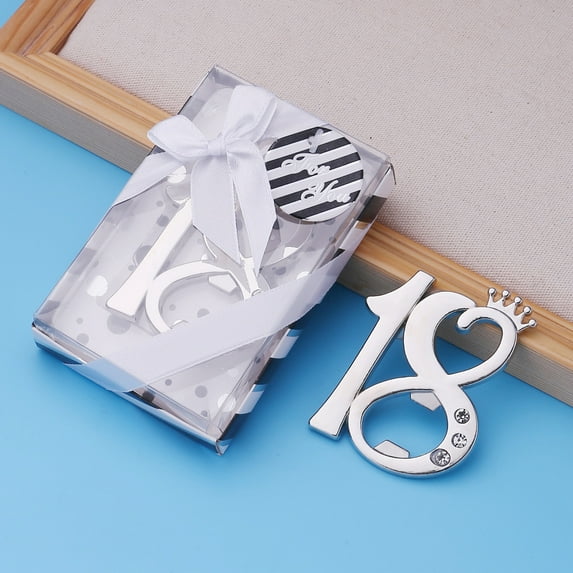 10pcs Party Souvenirs Guests Return Gifts Creative Zinc Alloy 18 Bottle Opener Hand Gift (Silver)