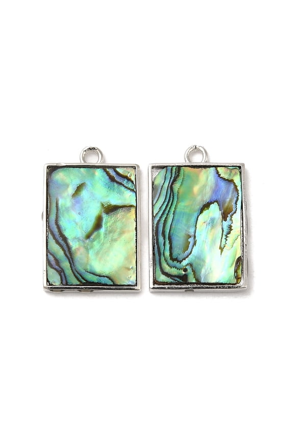 10pcs Paua Shell Pendants Rectangle with Brass Findings 23.5x15x2mm Hole: 2mm