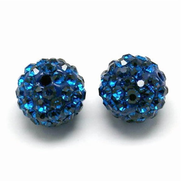 10pcs Pave Disco Ball Beads Polymer Clay Rhinestone Beads Grade A Round Capri Blue 8mm Hole: 1mm