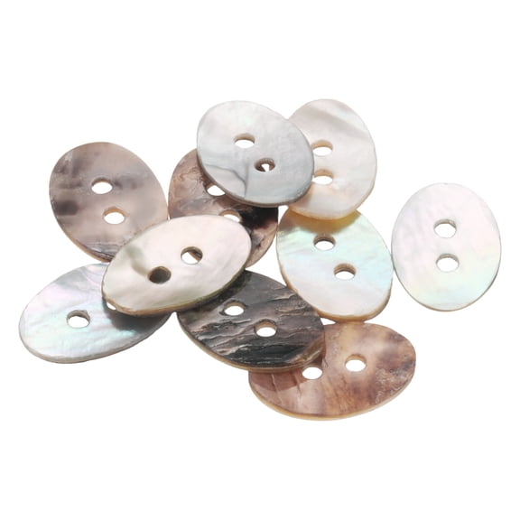 10pcs Pearl Shell Buttons 0.6" (15mm) 36 Hole Oval Shell Sewing Button Natural for Cloth Craft Shirt DIY