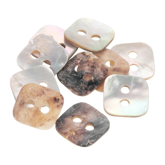 10pcs Pearl Shell Buttons 0.6" (15mm) 43 Hole Square Shell Sewing Button Natural for Cloth Craft Shirt DIY