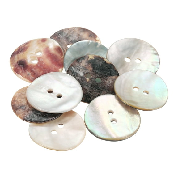 10pcs Pearl Shell Buttons 1" (25mm) 10 Hole Round Shell Sewing Button Natural for Cloth Craft Shirt DIY