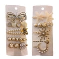 thumbnail image 1 of 10pcs Pearls Crystal Hairpin Stylish Elegant Decorative Hand Crafted Star Sea Hair Clip Set for Daily Party Travel, 1 of 9