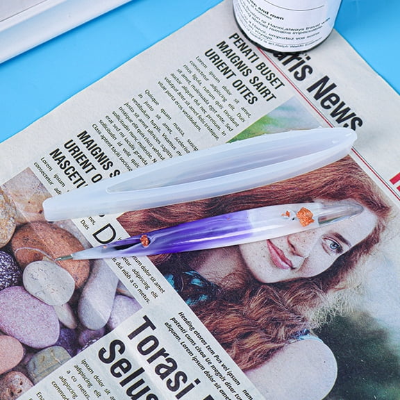 10pcs Pen Epoxy Resin Silicone Molds Ballpoint Pens Casting Molds for Candle Pen Making Crafts White 157x19x15mm