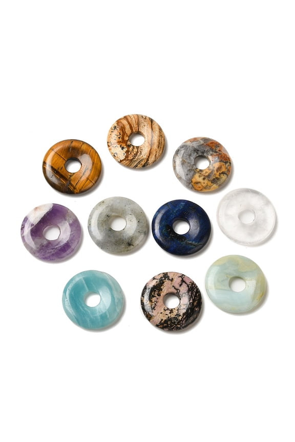 10pcs & Pendants Donut/Pi Disc Charm 29.5x5.5mm Hole: 8.3mm