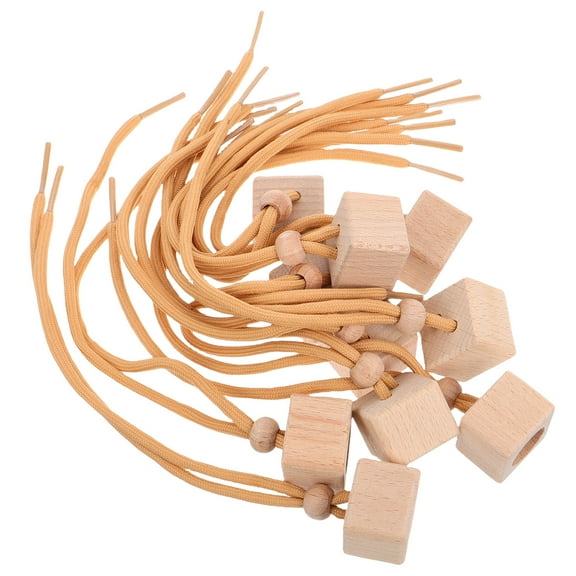 10pcs Perfume Bottle Caps Square Essential Oil Diffuser Lid with Hanging String Wooden Stoppers for Car Air Freshener