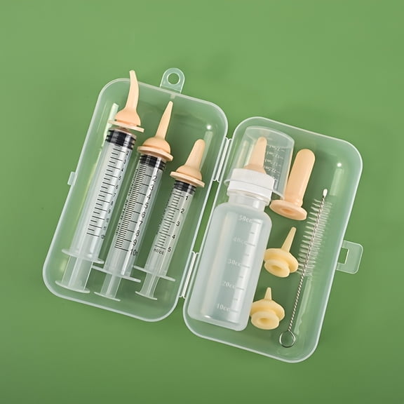 10pcs Pet Care Kit, Including Feeding Bottles, Replacement Nipples, and Cleaning Brushes. Newborn Kitten and Puppy Feeding Set, Pet Care Supplies, Feeding Bottles