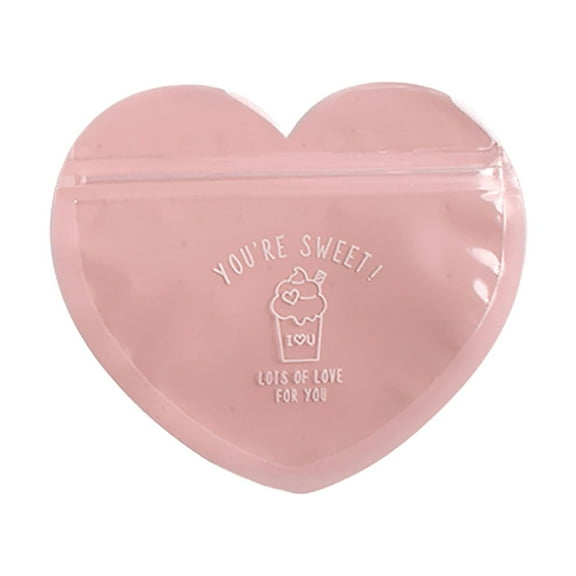 10pcs Pink Heart-Shaped Mylar Bags, 4"x4" Clear & Resealable Ziplock Packaging Bags for Business Essentials Supplies, Earring, Jewelry, Trinkets