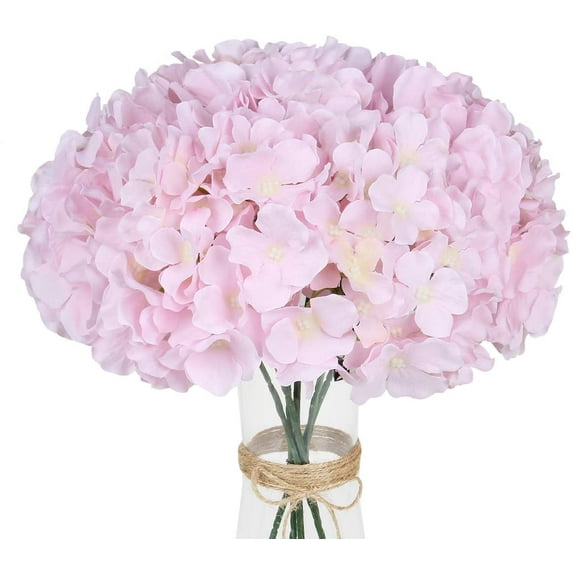 10pcs Pink Hydrangea Artificial Silk Flowers Full Hydrangea Flowers with Stems for Wedding Home DIY Party Shop Baby Shower Decor