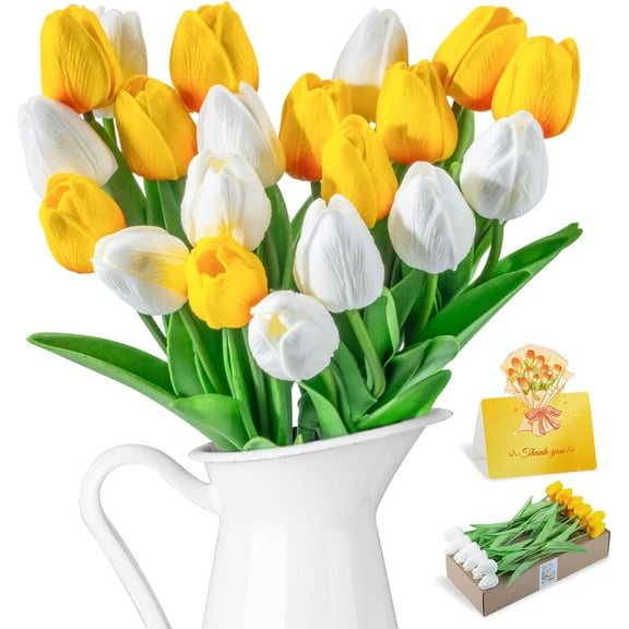 10pcs Pink Tulips Artificial Flowers, Fake Tulips for Mother's Day, Real Touch 14" PU Faux Tulips for Easter Decor Valentine’s Day Gifts in Spring Home Table Kitchen Office Wedding Decoration