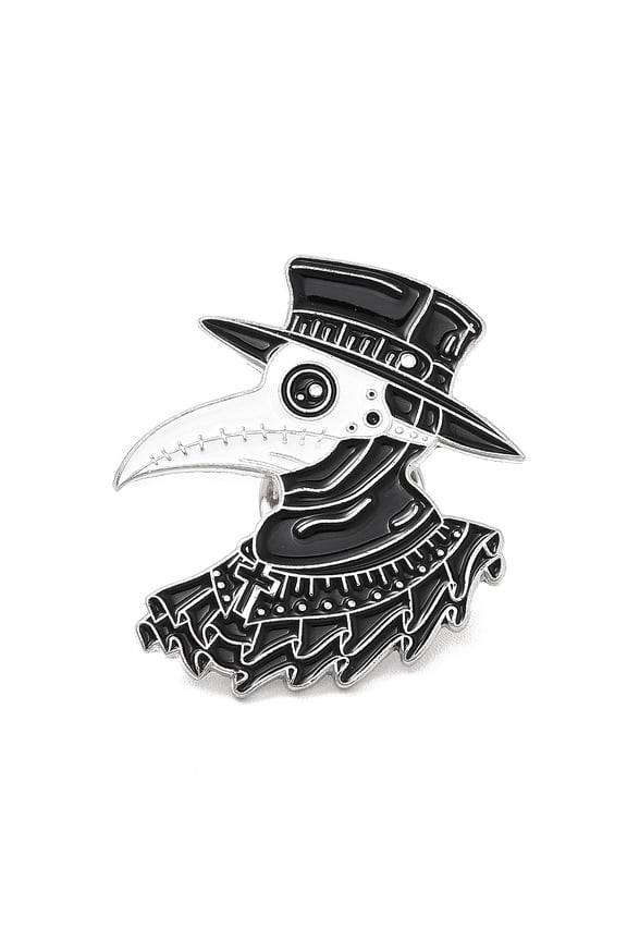 10pcs Plague Doctor Enamel Pin Platinum Alloy Brooch for Clothes Backpack Black 31x27.5x1.5mm