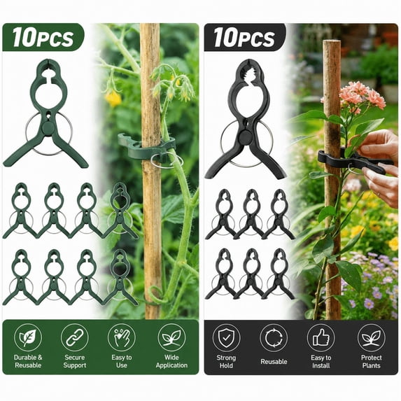 10pcs Support Clips, Reusable Garden Vine Fixing Clips for Tomato, Flower, Cucumber, Stem Stake Fastening Clamps