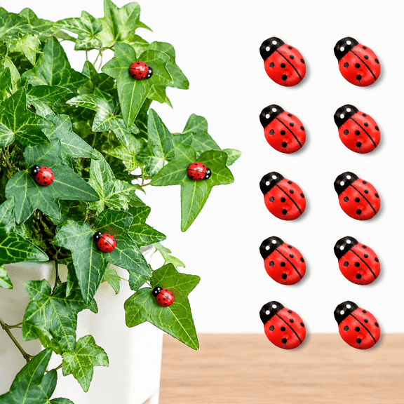 10pcs Plants Magnets Tiny Ladybug Pins Charms Funny Potted Plant Safe Magnets Cute House Plant Accessories,Christmas Decoration Gift for Plants Lovers