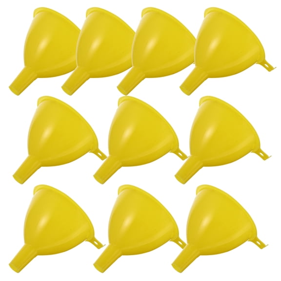 OUNONA 10Pcs Yellow Conical Funnels for Liquid Transfer in Educational Settings