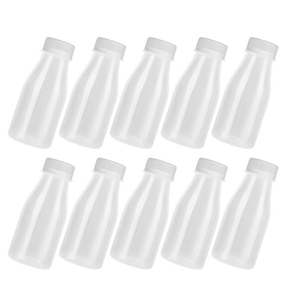 10pcs Plastic Bottles Empty Water Bottles with Caps Clear Beverage Containers for Smoothie Drinks 200ML White Cap