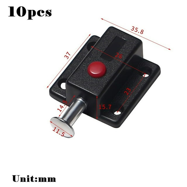 10pcs Plastic Push Button Spring Load Automatic Door Bolt Latches Lock