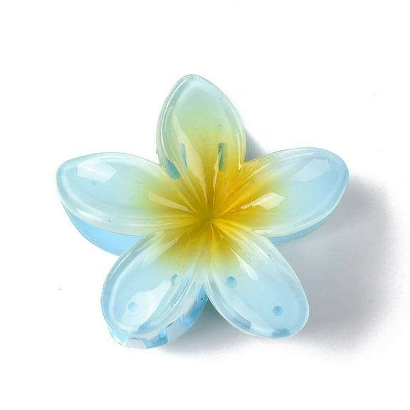 10pcs Plastic Claw Hair Clips with Iron Findings for Woman Girls Flower Light Sky Blue 74x79x45mm