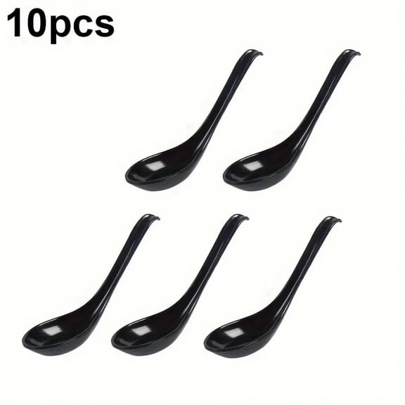 10pcs Plastic Spoons 4 Colors Available Stirring Spoons Long Handle Flatware Suit for Soup Rice Sauces Porridge ZSY