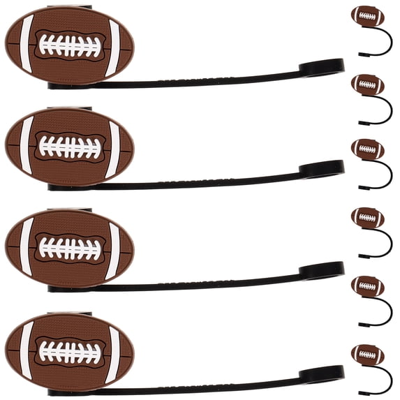 10pcs Plastic Straw Sleeves Cartoon Sports Ball Shape Straw Cover Plastic Straw Cover Straw End Plugs