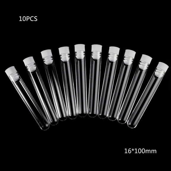 10pcs Plastic Test Tubes with Lid 100mm Transparent U-shaped for Scientific Experiments Beads Liquid Spice Storage