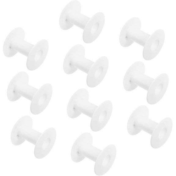 10pcs Plastic Wire Bobbins Durable Empty Spools for Thread Crafting Embroidery and Weaving Projects White Semi Transparent Design for Easy Visibility and Organization