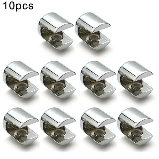 10pcs Polished Chrome Glass Shelf Support Brackets for 612mm Glass
