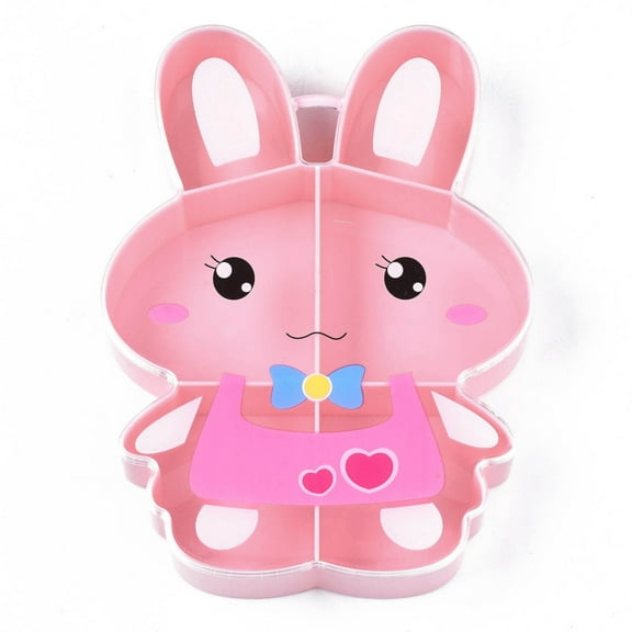 10pcs Polystyrene Plastic Bead Containers Candy Treat Gift box with 6 Grids Rabbit Pink 17x12.7x3cm Hole: 13x19mm compartment: 60x66mm and 54x54mm and 37x48mm