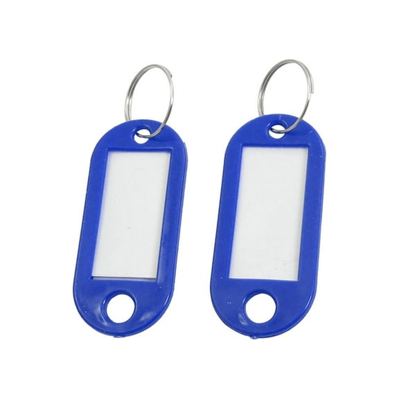 10pcs Portable Blue Plastic Key Name Notes Tags ID Labels w Split Keychain