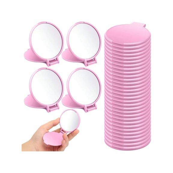 10pcs Portable Mini Folding Makeup Mirror 2 75 X 2 44 Fashionable White Battery Free Suitable For Travel And On The Go Grooming Compact Bulk Mirro