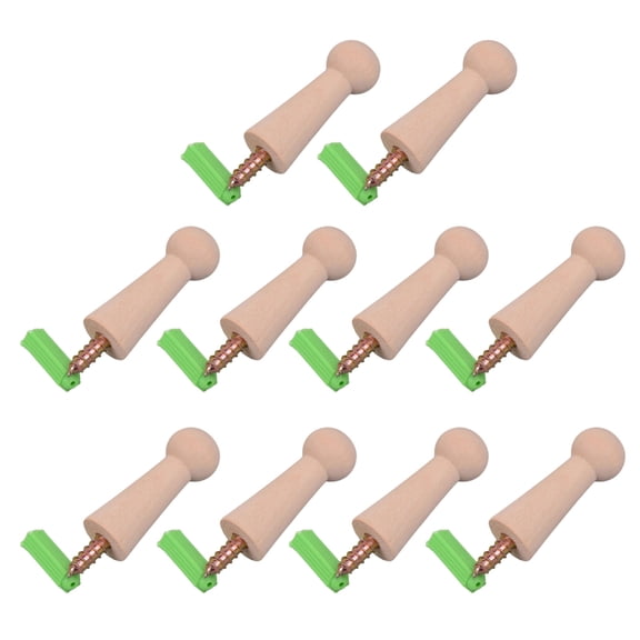 10pcs Portable Sturdy Wood Shaker Pegs Adhesive Hook for Towels Coat and Bags in Bathroom or Kitchen