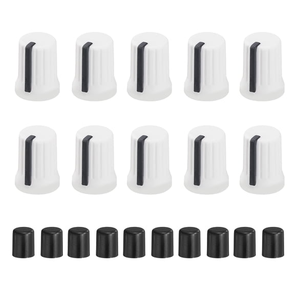10pcs Potentiometer Knobs,Rubber Guitar Volume Tone Rotary Knob(White Black)