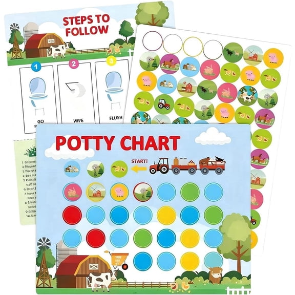 10pcs Potty Training Stickers Chart, Cartoon Farm Theme Toilet Training Reward Chart Potty Reward Chart for Toilet Success