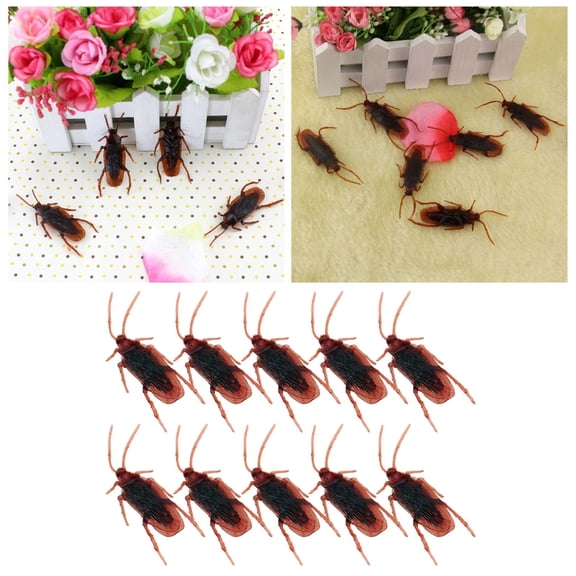 10pcs Prank Roaches Favorite Trick Joke Toys Real Scary Realistic Plastic Novelty Cockroach For Party10165