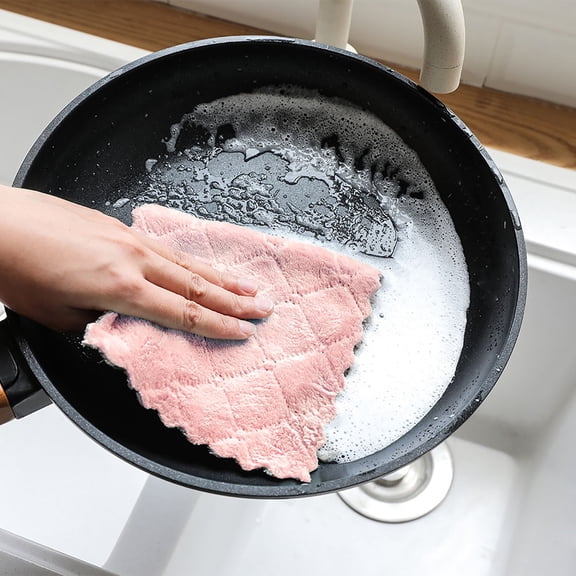 10pcs Coral Velvet Kitchen Towels Ultra Soft Non-Stick Oil Dishcloths Fast Drying Super Absorbent Multipurpose Cleaning Rags - Microfiber Dish Towels for Washing,Drying Polishing