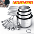 thumbnail image 1 of 10pcs Premium Measuring Cups and Spoons Set, Stainless Steel Stackable Measuring Spoons Set for Dry Liquid Ingredients Cooking Baking, 1 of 6