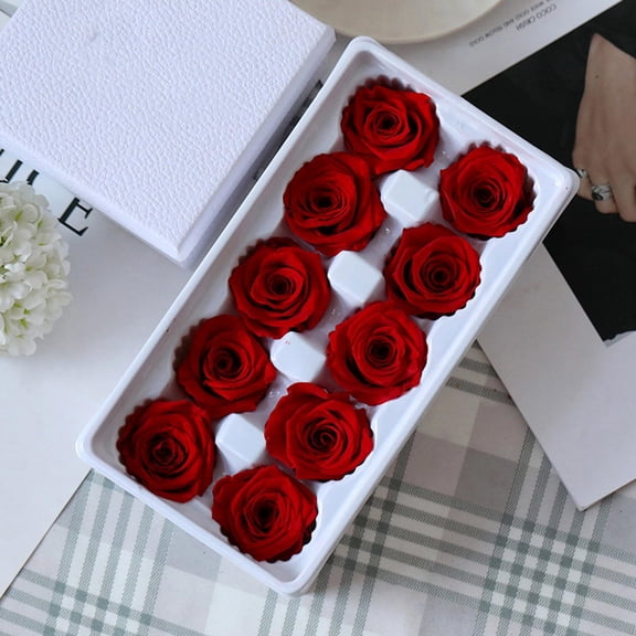 10pcs Preserved Rose Head,Real Rose Head, ForeverFlowers for Bouquet Natural Rose Head,Rose Heads Last, DIY Natural Decorative Goods