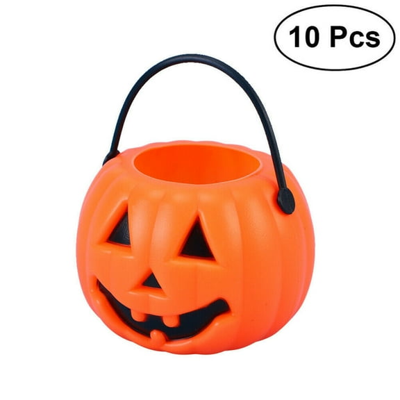 10pcs Pumpkin Bucket Sweet Candy Holder Pot Trick or Treat Halloween Decor-7cm