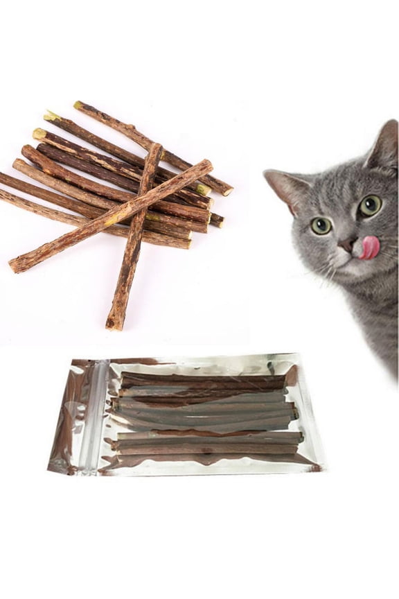 10pcs Pure Natural Wood Polygonum Sticks Pet Cat Molar Toothpaste Stick Cat Cleaning Teeth