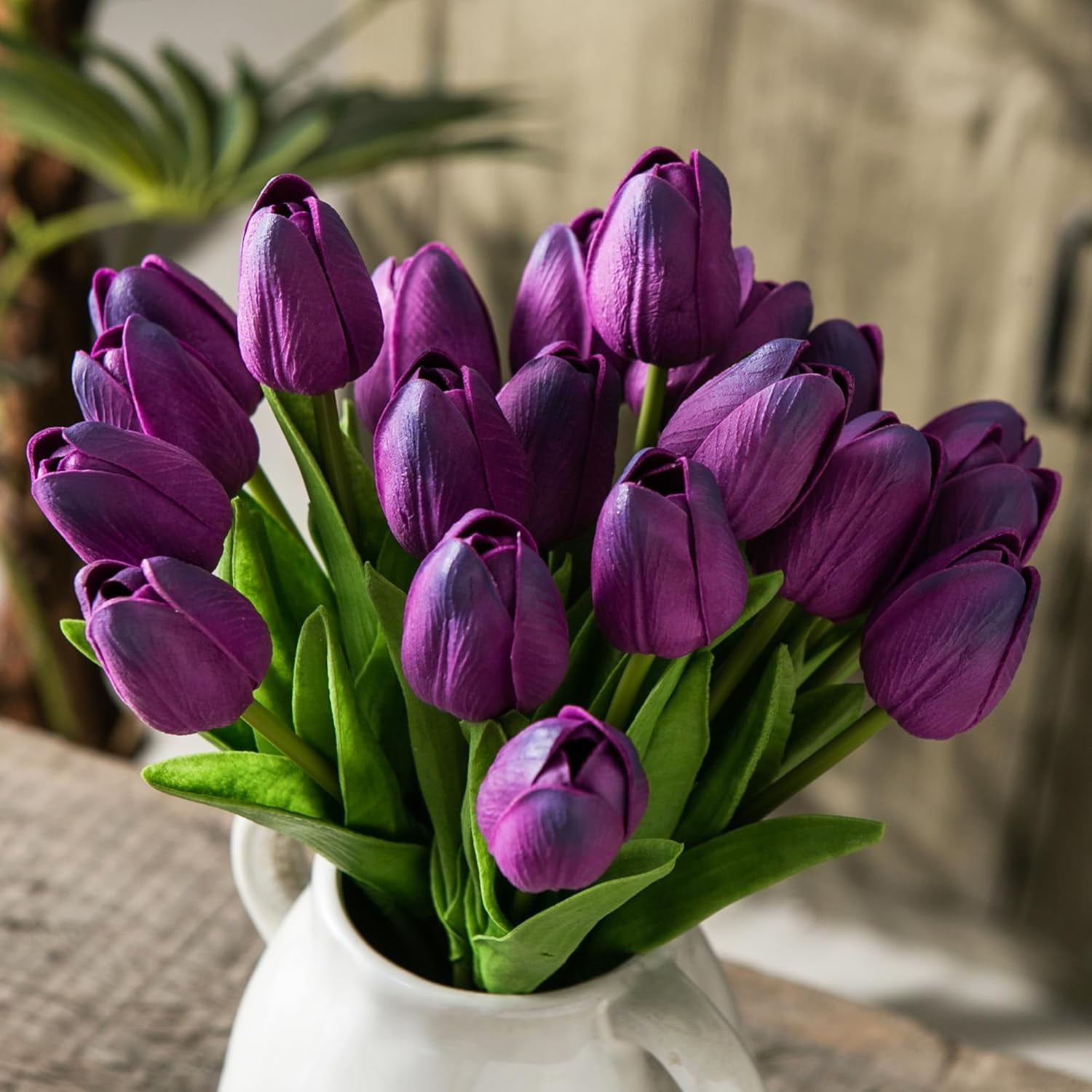 10pcs Purple Artificial Tulip Flowers, Silk Fake Flowers 13" for Mother's Day, Easter, Valentine’s Day Gifts in Bulk, Home, Kitchen, Wedding Decorations