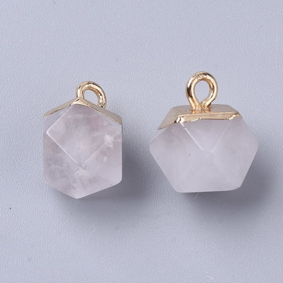 10pcs Quartz Rock with Top Golden Iron Loops Star Cut Round Beads 12x10x10mm Hole: 1.8mm