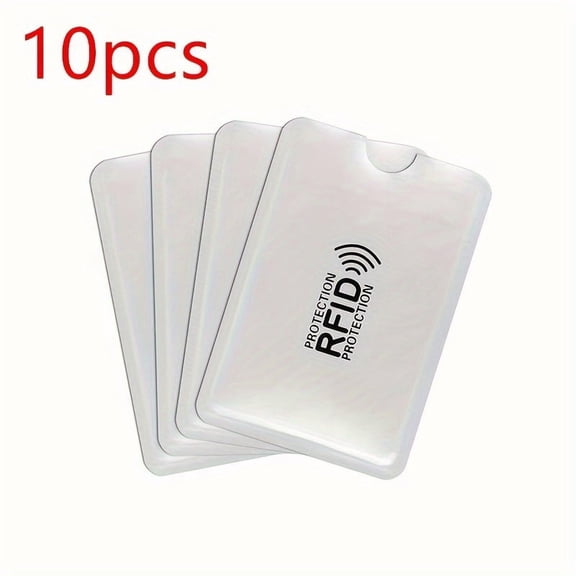 10pcs RFID Card Protectors - Advanced Shielding Secure Anti-Slip Design Durable Aluminum NFC Blocking Covers for ID & Bank Cards Plastic Material Daily Office Supplies--