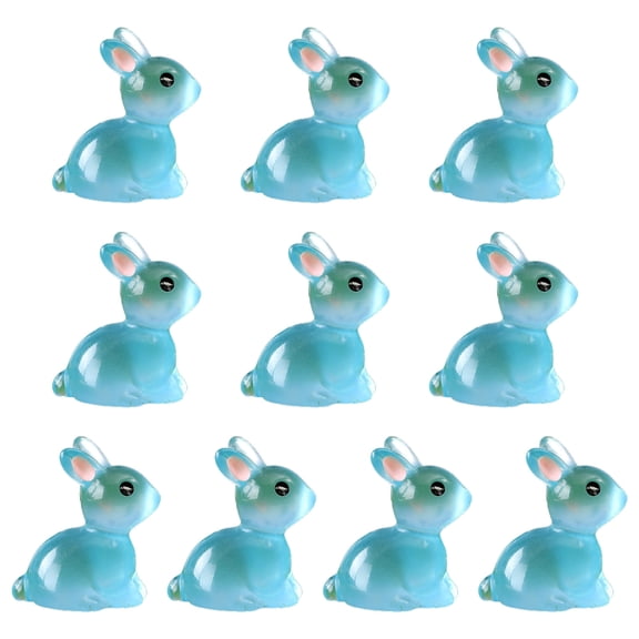 10pcs Rabbits Figurines Glowing Easter Miniature Fairy Garden Accessories Flower Pot
