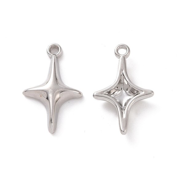 10pcs Rack Plating Alloy Pendants Cadmium Free & Lead Free & Nickle Free Star Charm Platinum 19x12x3mm Hole: 1.4mm