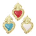 thumbnail image 1 of 10pcs Rack Plating Brass Enamel Pendants with Jump Ring Long-Lasting Plated Cadmium Free & Lead Free Real 18K golden Plated Sacred Heart Charm Mixed color 40x27.5x4mm Hole: 3mm, 1 of 4