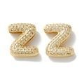 thumbnail image 1 of 10pcs Rack Plating Brass Micro Pave Cubic Zirconia Slide Charms Long-Lasting Plated Lead Free & Cadmium Free Real 18K golden Plated Letter Letter Z 14x11x4.5mm Hole: 10.5x1.4mm, 1 of 3