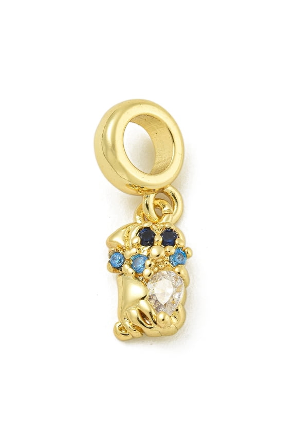 10pcs Rack Plating Brass Pave Colorful Cubic Zirconia Monkey European Dangle Large Hole Pendants Lead Free & Cadmium Free Long-Lasting golden 12x7x3mm Hole: 4.6mm