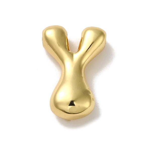 10pcs Rack Plating Brass Pendants Balloon Letter Charms for Personalized Name Necklaces Making Real 18K Gold Plated Letter Y 22.5x14.5x6.5mm Hole: 2mm